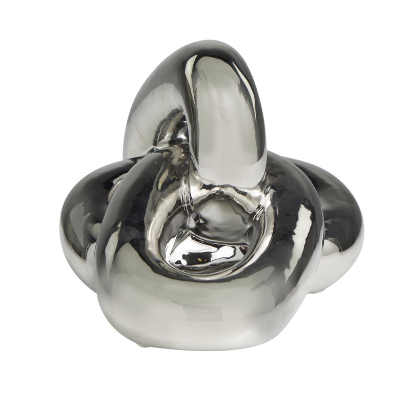 Lasanska Ceramic 3 Link Chain Decorative Sculpture, 6.2" H x 10.55" W x 7.35" D, Silver