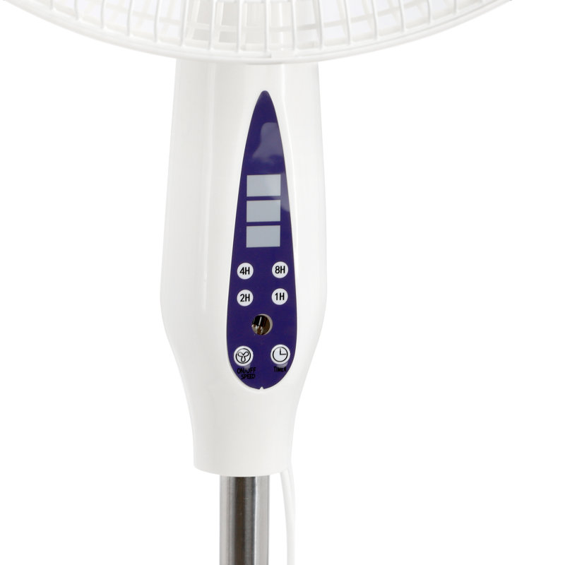 Vie Air 16 Inch 3 Speed Oscillating Stand Fan with Remote Control in White, White