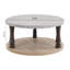 Table basse Mid-Century ronde à 2 niveaux avec tablette de rangement, gris