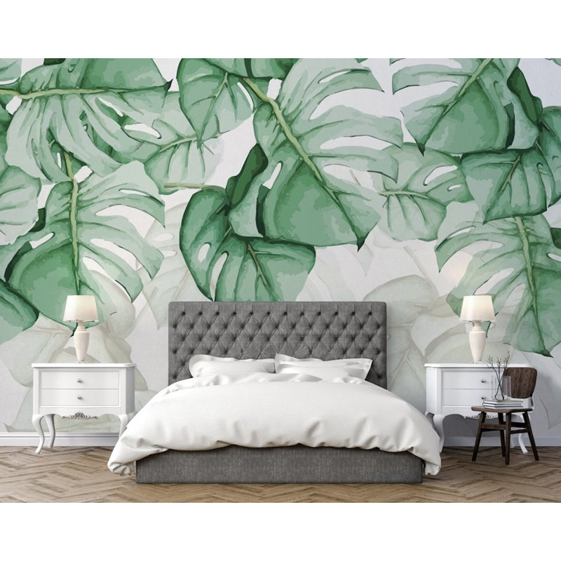 Panneau mural palmier à feuilles tropicales à peindre, L 6,25 pi x l 9,33 pi