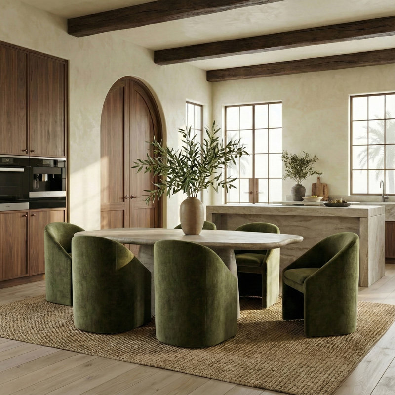 Kagan Chenille Dining Chair, Olive Green