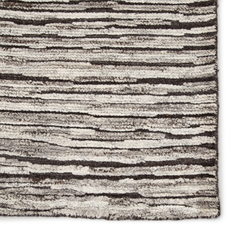 Jaipur Living Ramsay Hand-Knotted Striped Dark Gray/ Ivory Area Rug 9'X12', Rectangle 9' x 12'