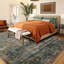 Tapis vintage lavable à la machine avec dossier antidérapant - bleu-258000616