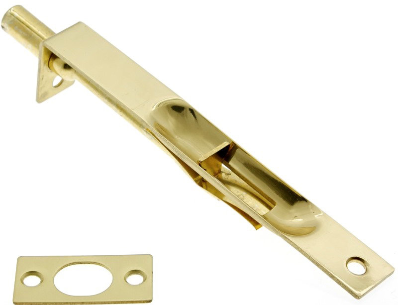 Solid Brass Flush Bolt with Square End, Polished Brass