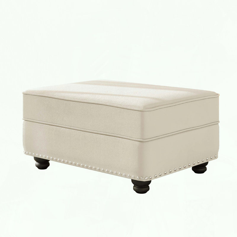 Velvet Ottoman for Modular Sofa Combinations, Beige White