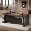 Bureau de direction en L 80,71 pouces, grande table de bureau avec classeur