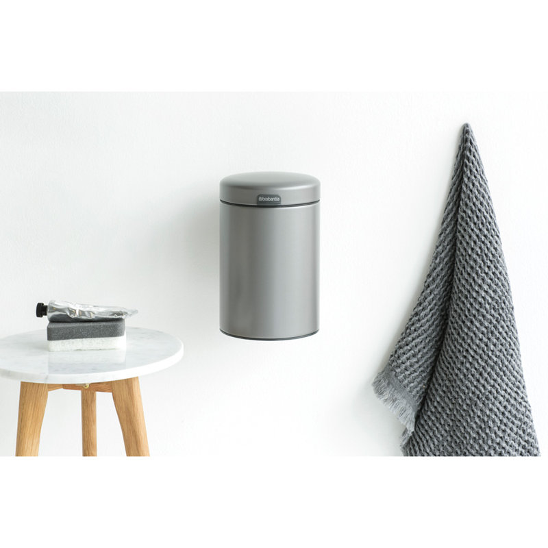 NewIcon 3 Litre Wall Mounted Bin, Platinum