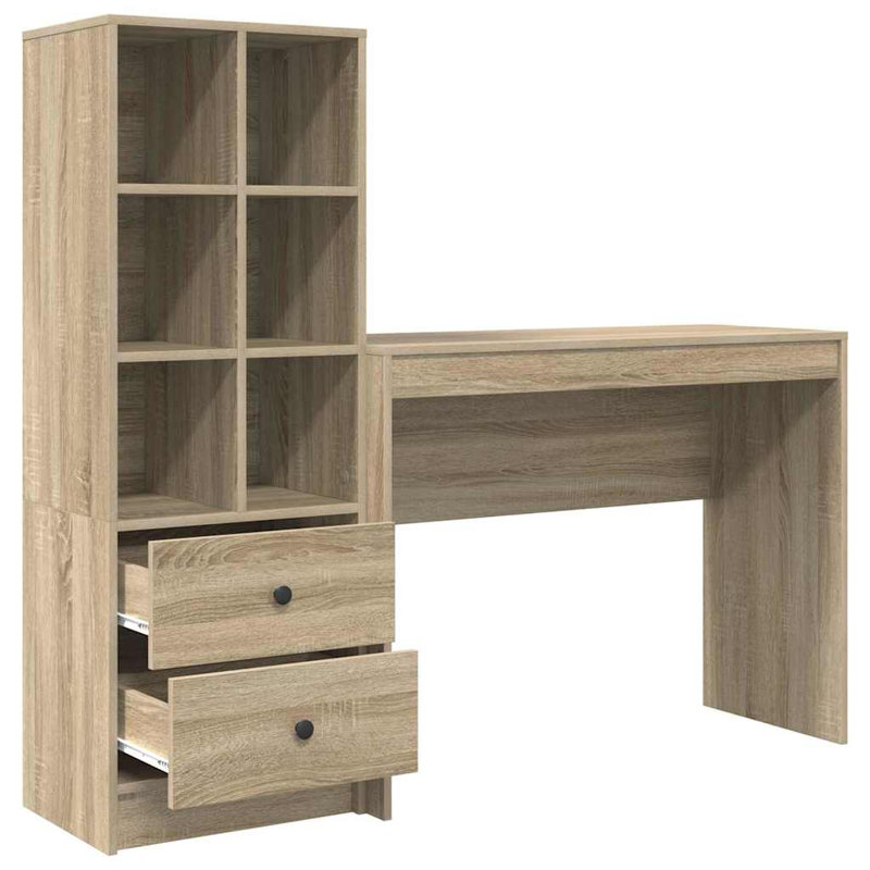 Desk With Storage With Shelf 2 Pcs 100 X 40 X 76 Cm, Sonoma Oak