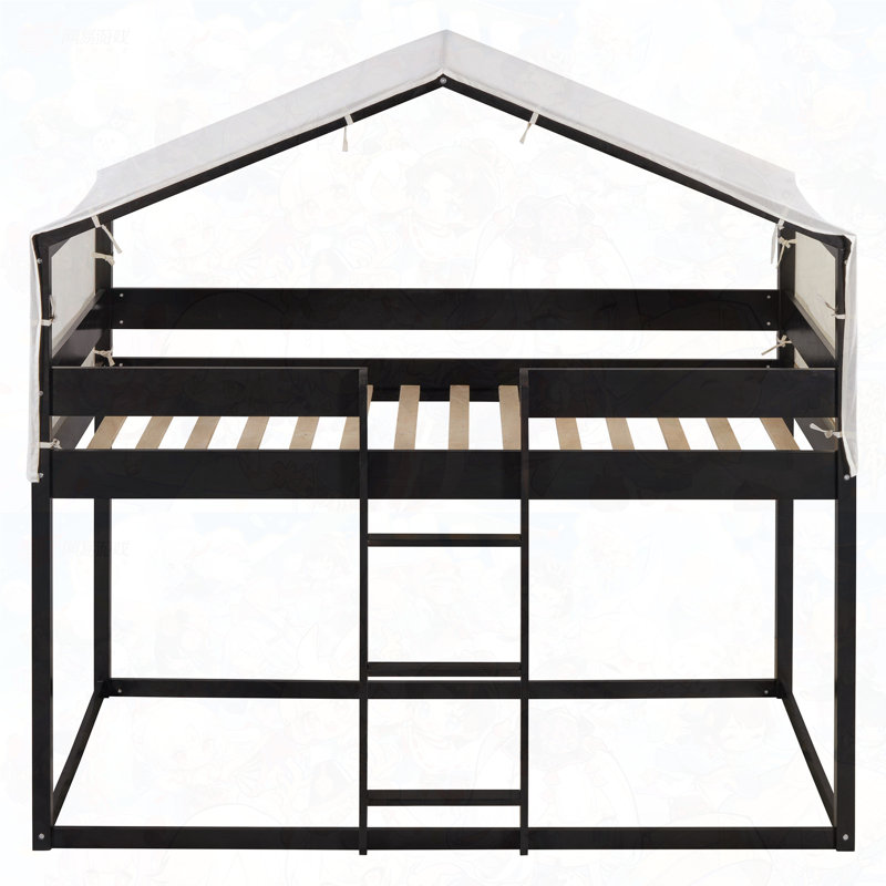Lit superposé simple en bois avec tente, Espresso