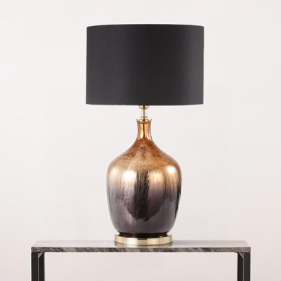 Alinah Glass Luxury Buffet Lamp for Living Room Furniture, Bedside Table Lamp with Linen Shade