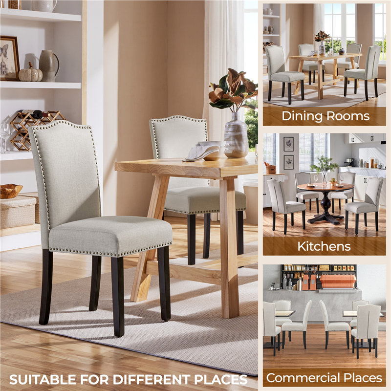 Fabric Upholstered  Parsons Chair, Beige