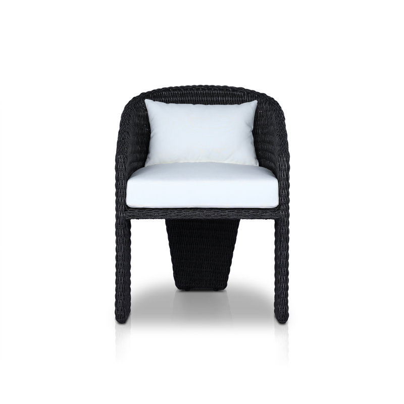 Chaise de patio avec coussin Brenna, Blanc rétro / blanc