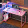 Johnothan Computer Desk with 4 Tiers Shelves, LED, 44" Office Desk with Storage Bag & Printer Shelf