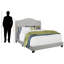 Lit tapissier avec velours gris clair de taille grand Abba, H 56,36 po x l 66,29 po x L 87,38 po