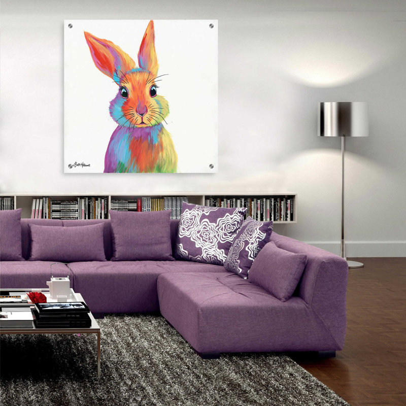 «Cheery Bunny» par Britt Hallowell - peinture sans cadre, H 36 po x l 36 po x P 0,2 po