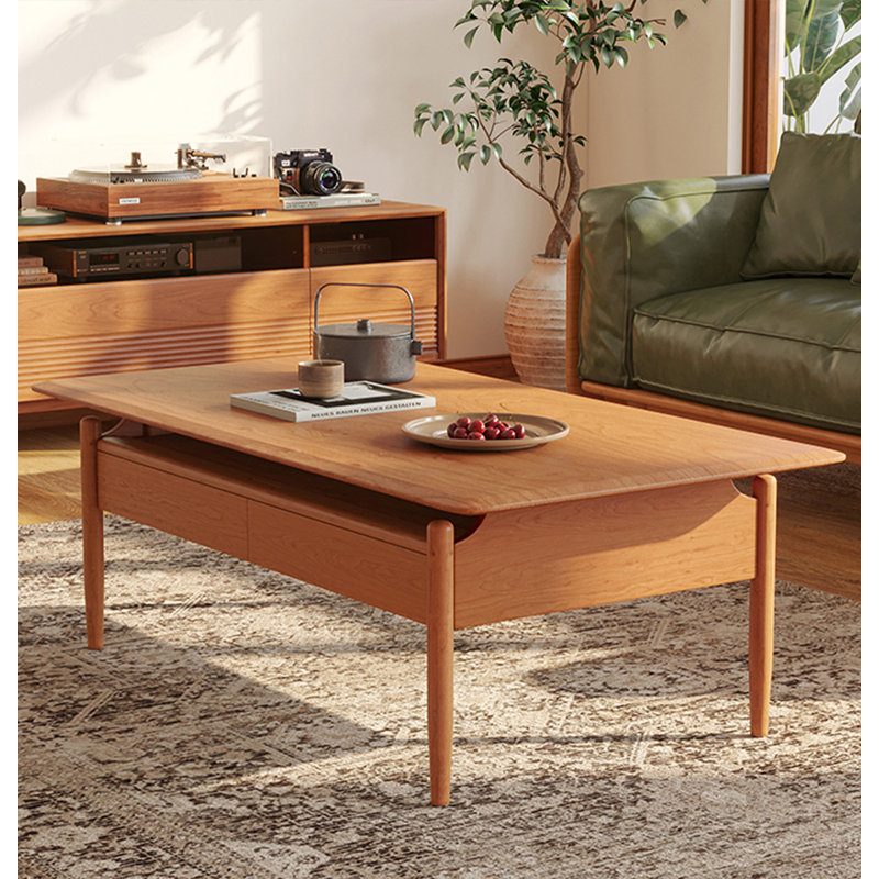 Multifunctional solid wood coffee table, 17.72" H x 51.18" L x 23.62" W