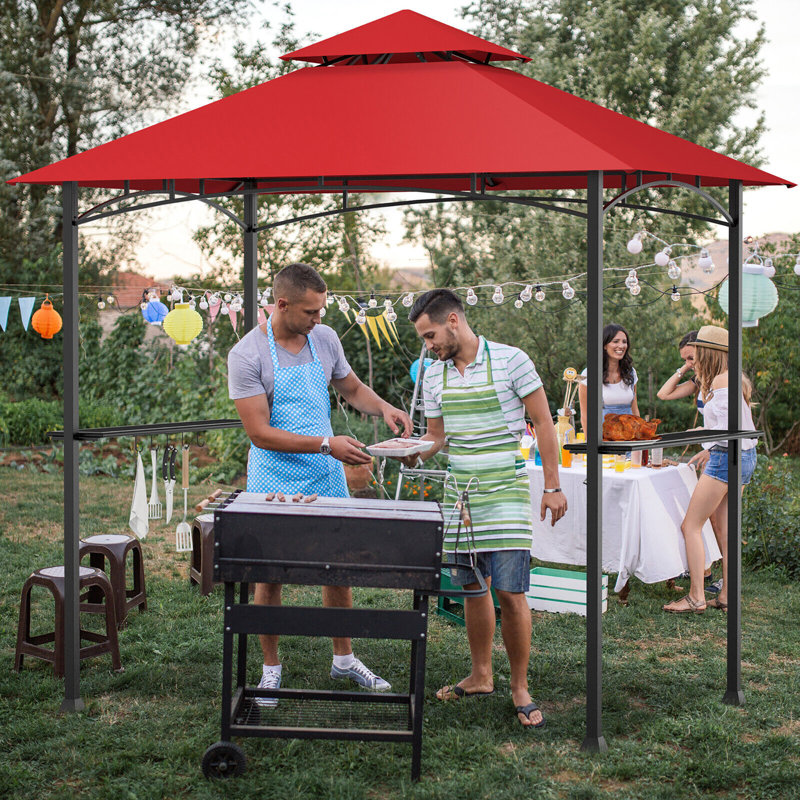 8 Ft. W x 5 Ft. D Steel Grill Gazebo, Red