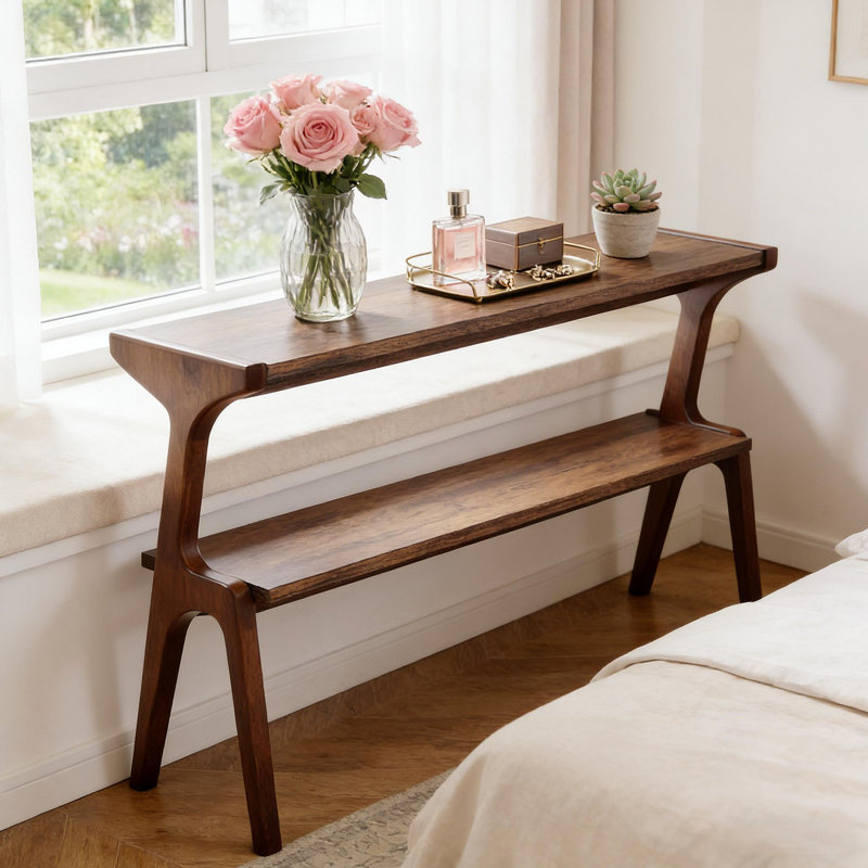 Table de rangement, table de bout compacte, table d'appoint en bois, Brun rustique
