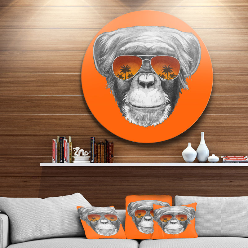 Alfaro singe avec miroir - Impression sur toile, H 11 po x l 11 po x P 1 po, Métal