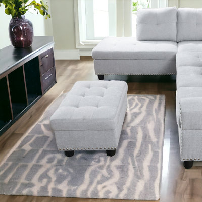 Ulanda 28.5'' Wide Rectangle Nailhead Trim Storage Ottoman