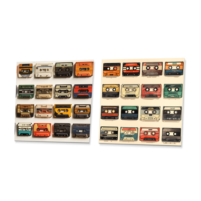 Retro Cassette Tape Collection I - Cassette Tapes, H 16 po x l 32 po