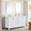 Meuble-lavabo 60 po, meuble-lavabo avec cadre en bois massif, comptoir de meuble-lavabo autoportant avec double vasque