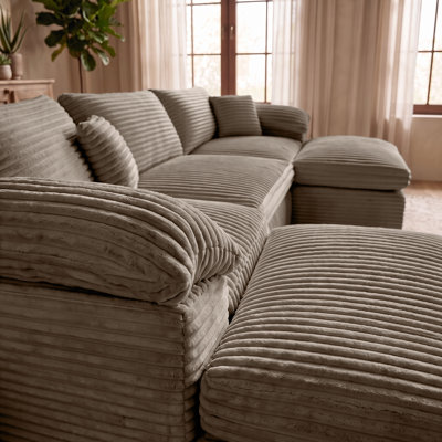 107" U/L Shaped Cloud Modular Corduroy Sofa
