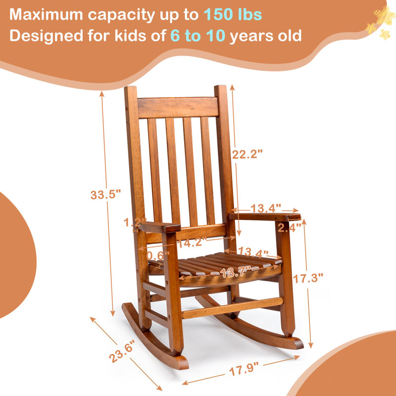 Kamree Kids 11.3'' Wood Rocking Chair and Ottoman, Brown