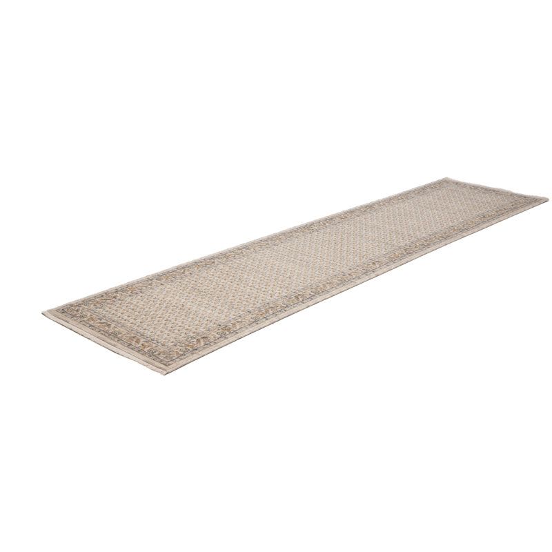 Nahili Machine Woven Wool Beige Rug, Runner 67 x 225cm