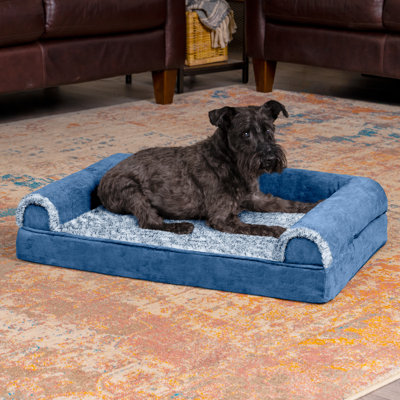 Two-Tone Fur & Suede Full Support Orthopedic Sofa Bed