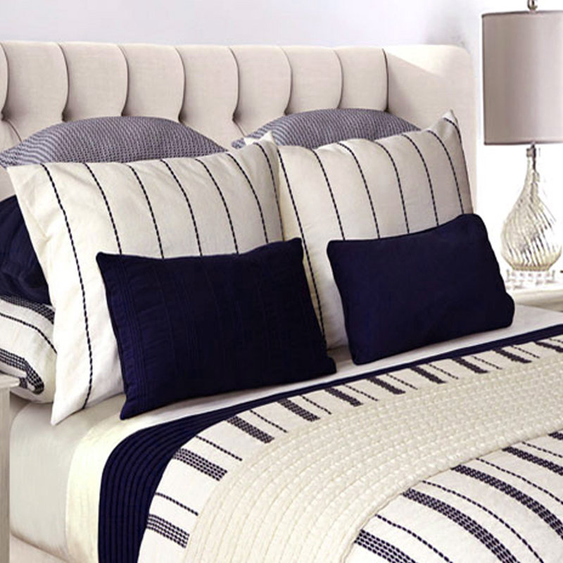 Cotton Stripes Stitched Pillow Sham and Soft Finish, Standard
