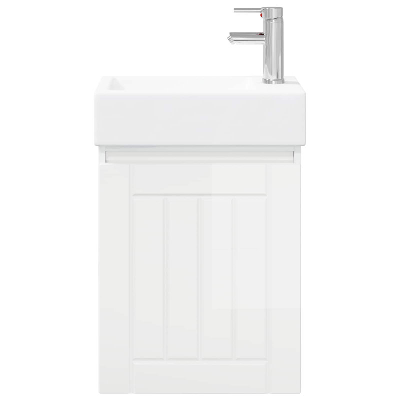 Single Bathroom Vanity with Ceramic Basin, High Gloss White