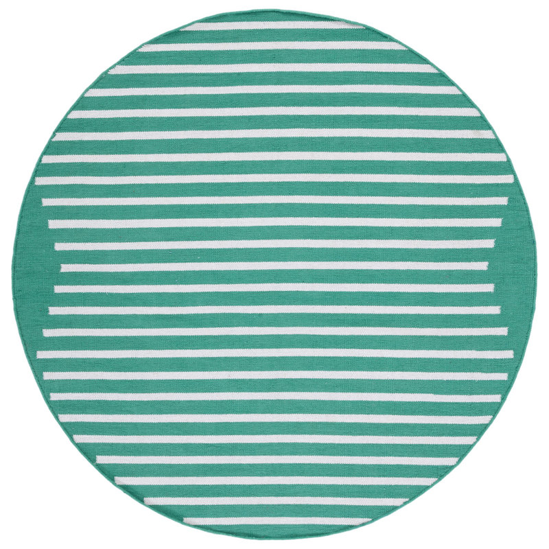 Estie Hand Woven Cotton Striped Rug, Round 6'