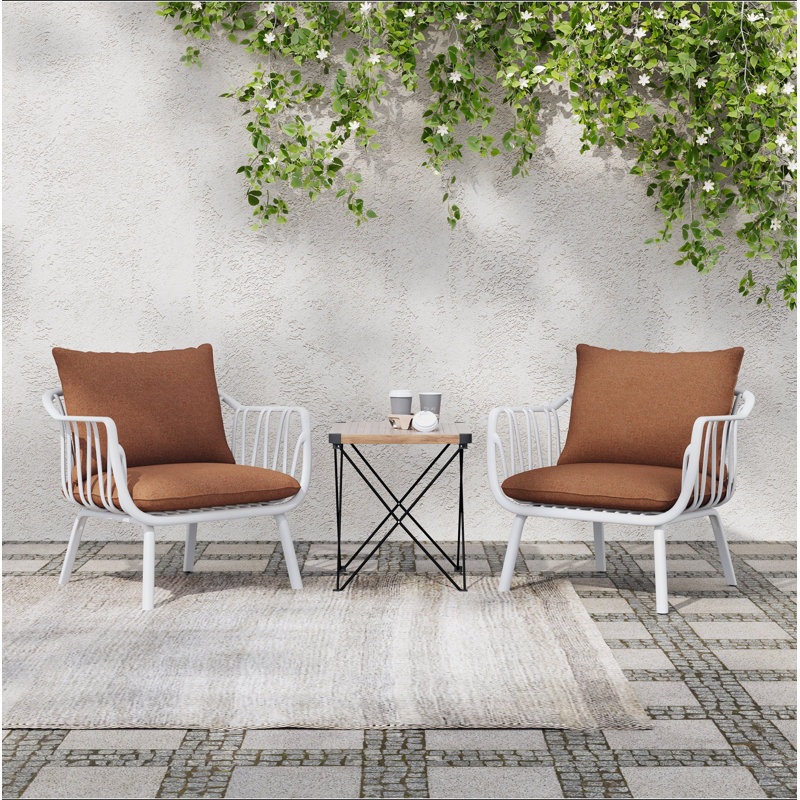 Fauteuil club d'extérieur Huron PP, ensemble de 2, Brun, Blanc