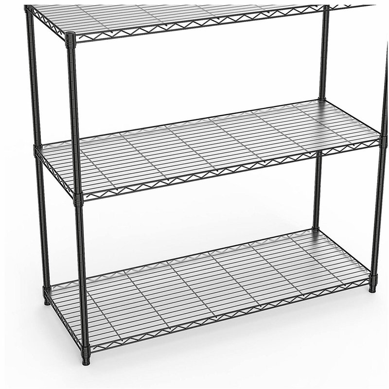 Étagère grillagée à 3 niveaux, 1050 LBS NSF à hauteur réglable dans le garage, tablettes en métal résistantes, Noir
