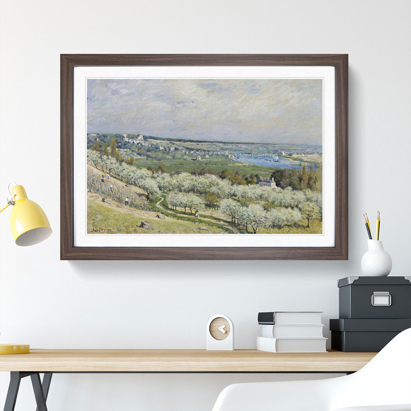 Terrace at Saint Germaine by Alfred Sisley - Picture Frame Painting, 36cm H x 48cm W x 2cm D, Walnut