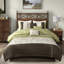 Édredon grand 7 pièces mauve - motif brodé 2 taies décoratives, 3 coussins, 1 édredon, jupe de lit-137782346-137782348