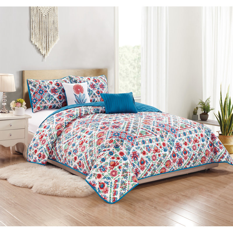 Tatyana Polyester Floral Quilt Set, Queen