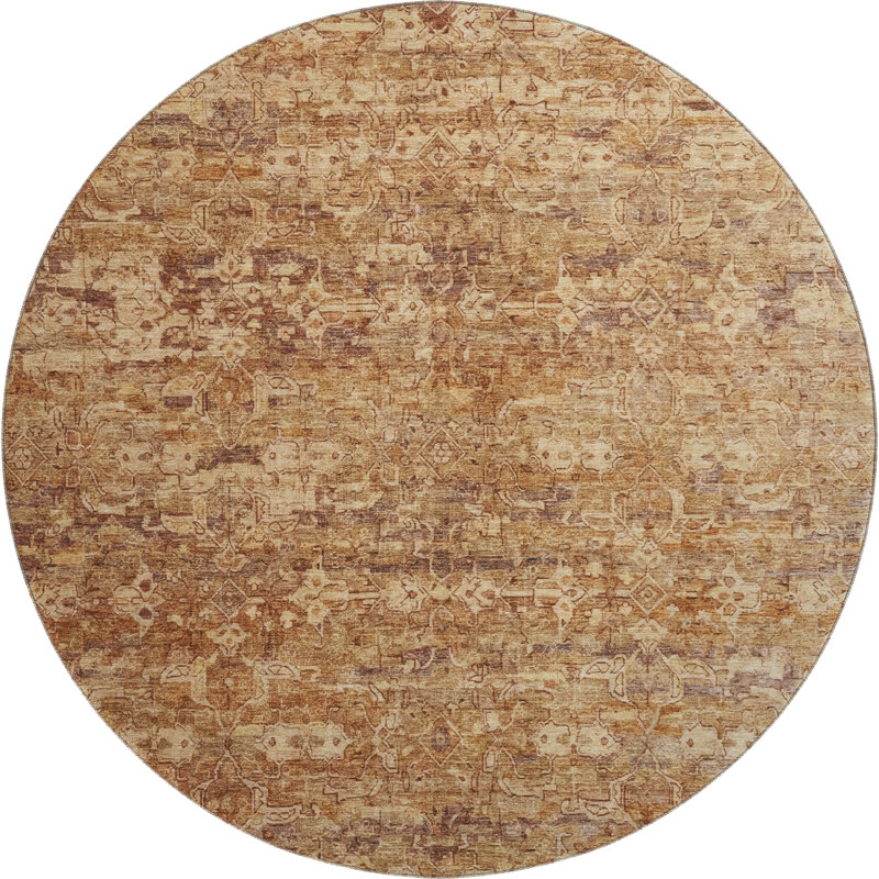 Premium Machine Washable Mayfield AMF2324 Ikat Rug, Paprika, 8' Round