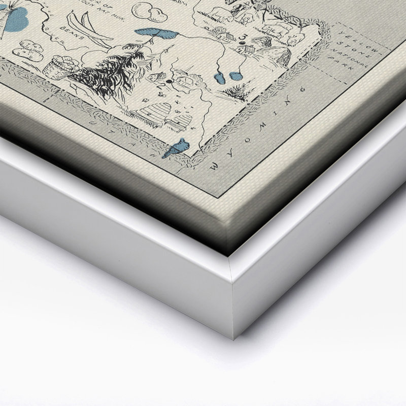 Carte illustrée de l'Idaho, Canevas, 24"H x 32"W, Encadrement blanc