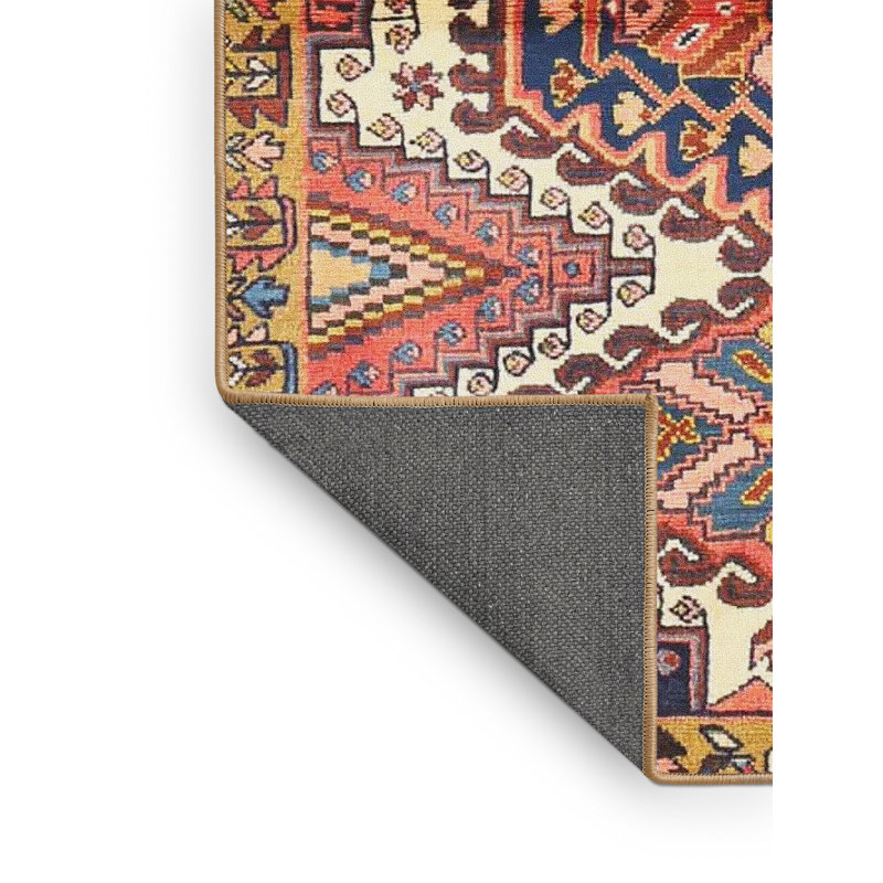 Tapis oriental rouge et bleu, Rectangle 5 pi x 7 pi