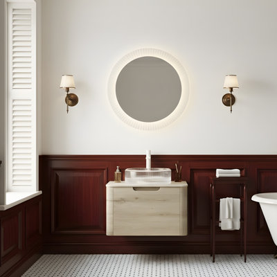 Meuble-lavabo 24 po avec tiroir, lavabo rond en verre transparent