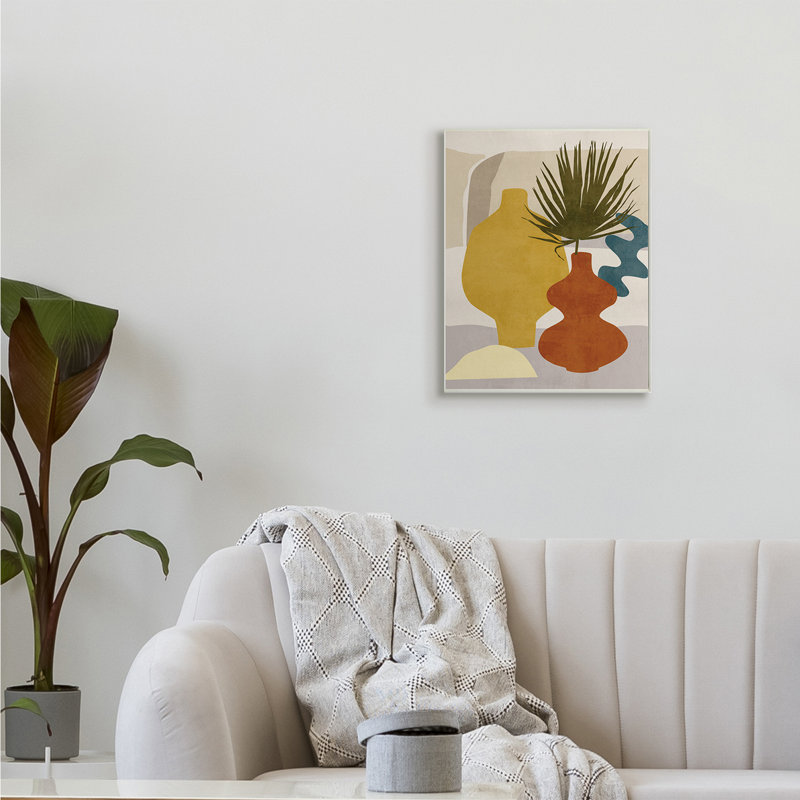 «Desert Summer Abstract Vases Yellow Orange Brown» par Melissa Wang - impression, H 19 po x l 13 po, Plaque murale