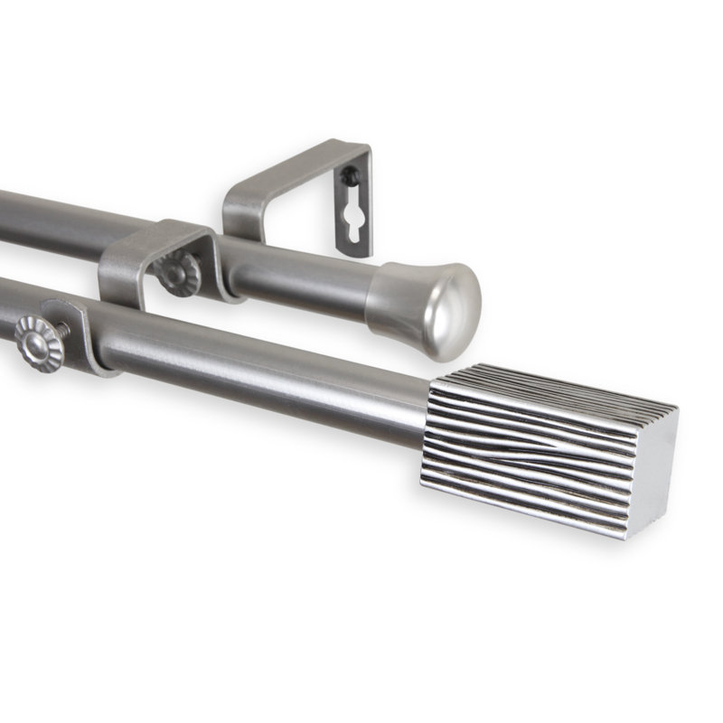 Anzalone Double Curtain Rod, Satin Nickel, 28" - 48" W