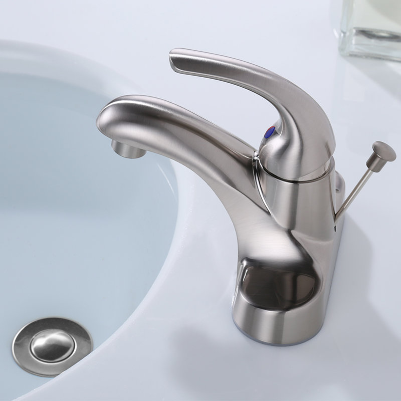 Pop-up Bathroom Sink Drain Lift Rod Drain with Overflow, Brushed Nickel