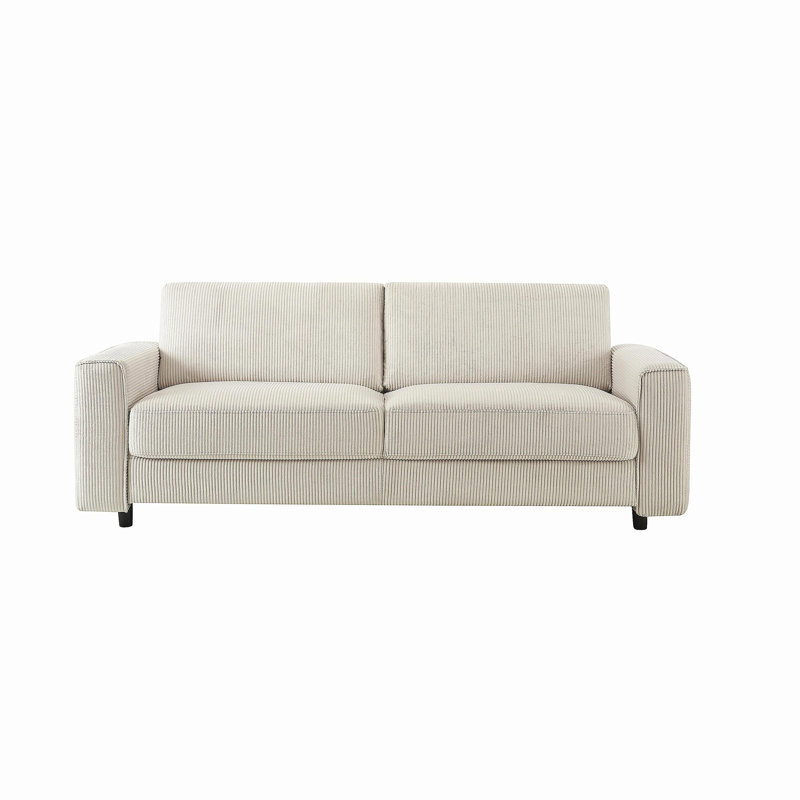 Canapé moderne en velours côtelé 3 places, H 33 po x l 86 po x P 32 po, Beige