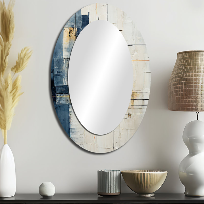 Miroir mural bleu et blanc Timeless Minimalisme I - Grand, 36 po x 24 po