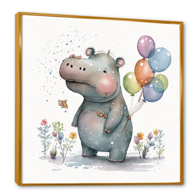 Grey Illustration Detailed Baby Hippo " Gray Illustration Detailed Baby Hippo " Color Photography Print