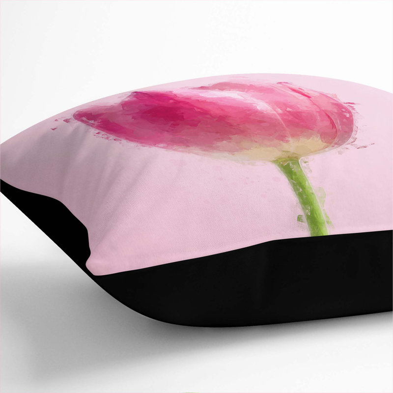 Perfectly Tulip Flower Cushion with Filling, Black, 40cm H x 40cm W x 15cm D