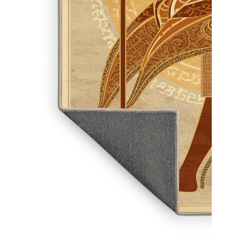 Tapis oriental doux et moelleux de style oriental classique beige Iseminger Thoth - reliure beige, 6 X 9